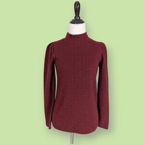Madewell Women's Plush Mockneck‎ Puff-Sleeve Top XS Nb512
